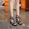 Shoes Female 2025 Hot Sale Back Zipper Women's Sandals Fashion Crystal Party Best Seller Summer Open Toe Heeled Sandals Zapatos