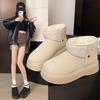 Women in Plus-size Platform Snow Boots 2025 Winter Short-cut Snow Cotton Fleece and Thickened Cotton Shoes for Women Wearing Cotton Shoes