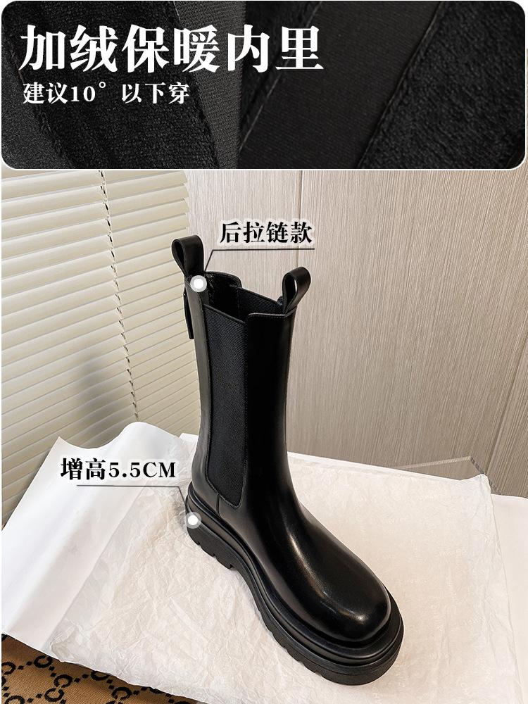 

Бен~ Челси короткие ботинки женские весна и осень средняя голень толстая подошва сигаретная трубка британский стиль ботинки-сигаретная трубка ботинки Мартин бархат 40