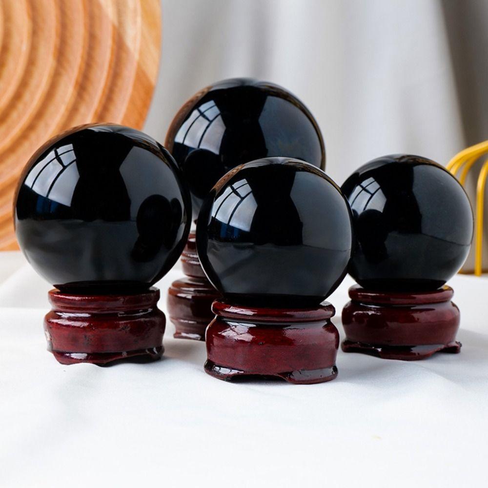 Round Crystal Ball Large Feng Shui Sphere Obsidian Crystal Decorative Crystal Ornament  Bedroom