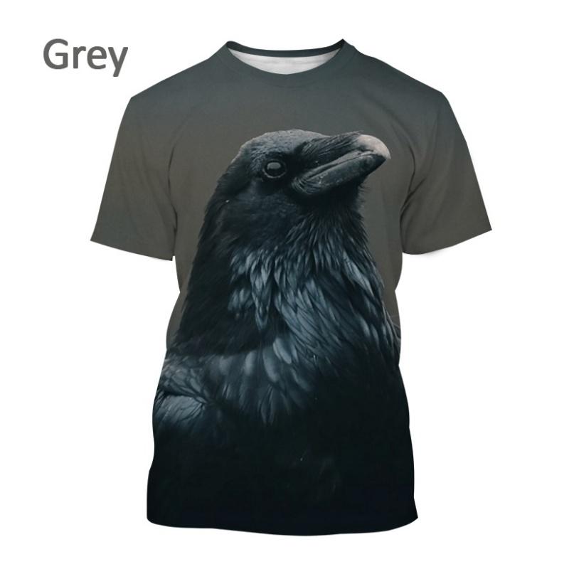 Bird King Eye Pattern T-shirt Men's Cool Bird 3D Printed Summer Breathable Round Neck Short Sleeve Top