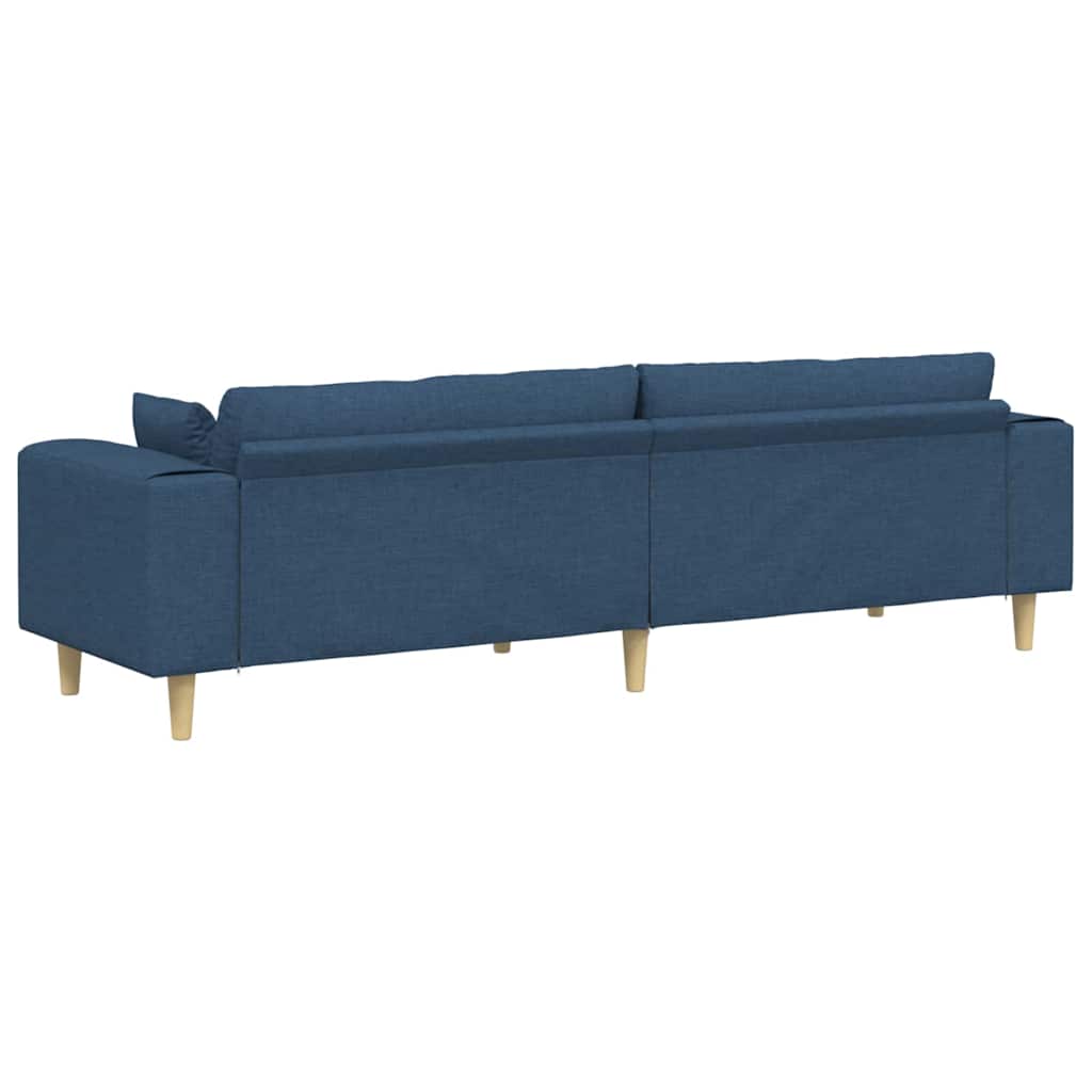 Blue 4 Seater Sofa with Cushions 250 x 77 x 76 cm Fabric