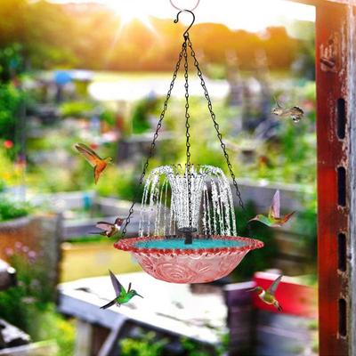 Solar Powered Hanging Bird Bath with Fountain Pump Multifunctional Bird Bath Basin Feeder and Drinker  for Nature Lovers