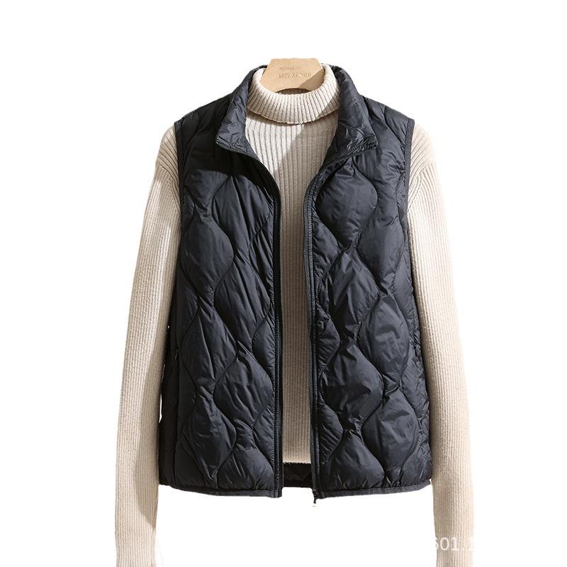 Women's Lightweight Down Vest - 2024 Autumn/Winter Short Stand Collar, Sleeveless, Versatile Korean Trend