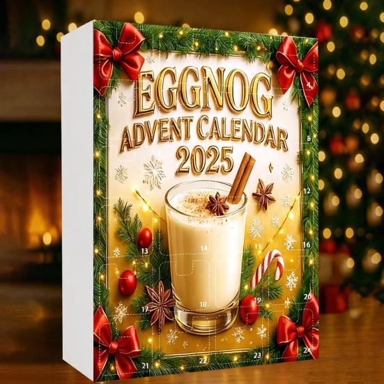 Eggelikør Adventskalender 24 Akryl 2D Eggelikørpynt Nedtelling til Jul Kalender for Festlig Hjemmedekor Julegave