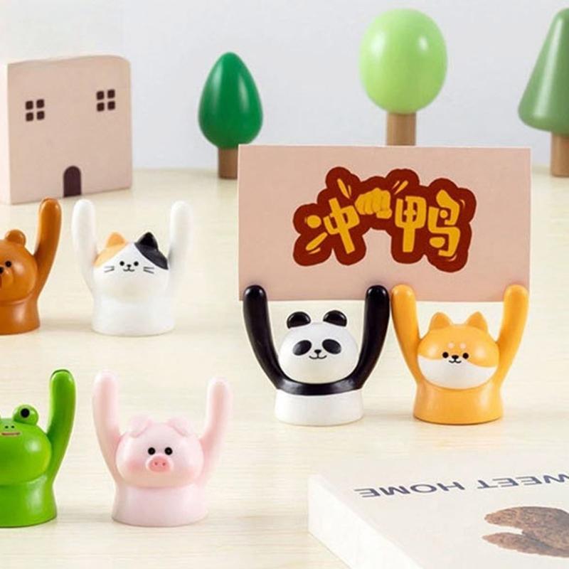 Raising Hand Animal Photo Holder Table Number Holders Microlandscape Ornament Memo Photo Holder Dollhouses Accessories