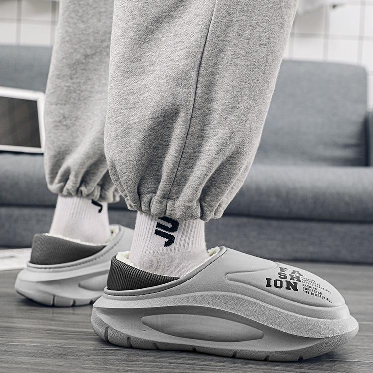 Warm fashion women's cotton shoes foreign trade heel waterproof bag cotton slippers men's winter confinement shoes home thickened outer wear