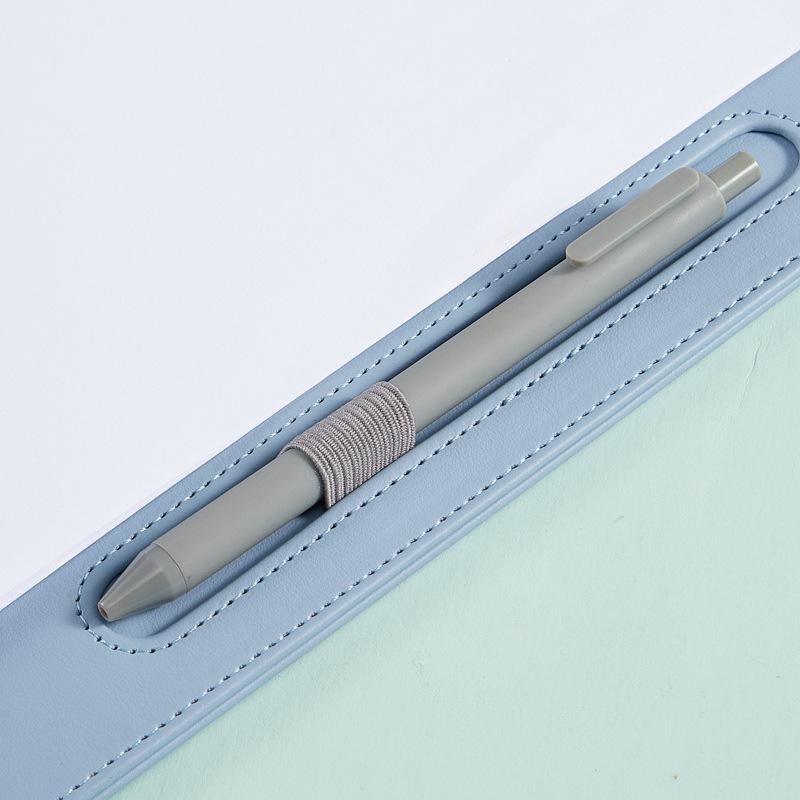 A4 Leather Surface Pen Holder Writing Board with Clip