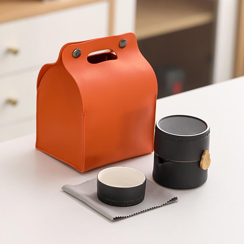 Portable Kung Fu Tea Set, Anti-Hot Teapot, 1 Pot, 2 Cup, Crack Cup, Outdoor Travel, Business Gifts