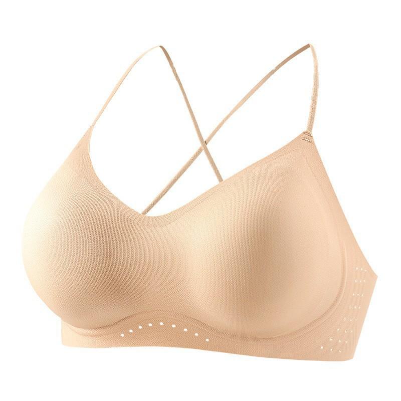 Traceless Steel Ring-free Liquid Foundation Invisible Underwear Women's Soft Support Ultra-thin Shoulder Straps Cross Back Bra Cover