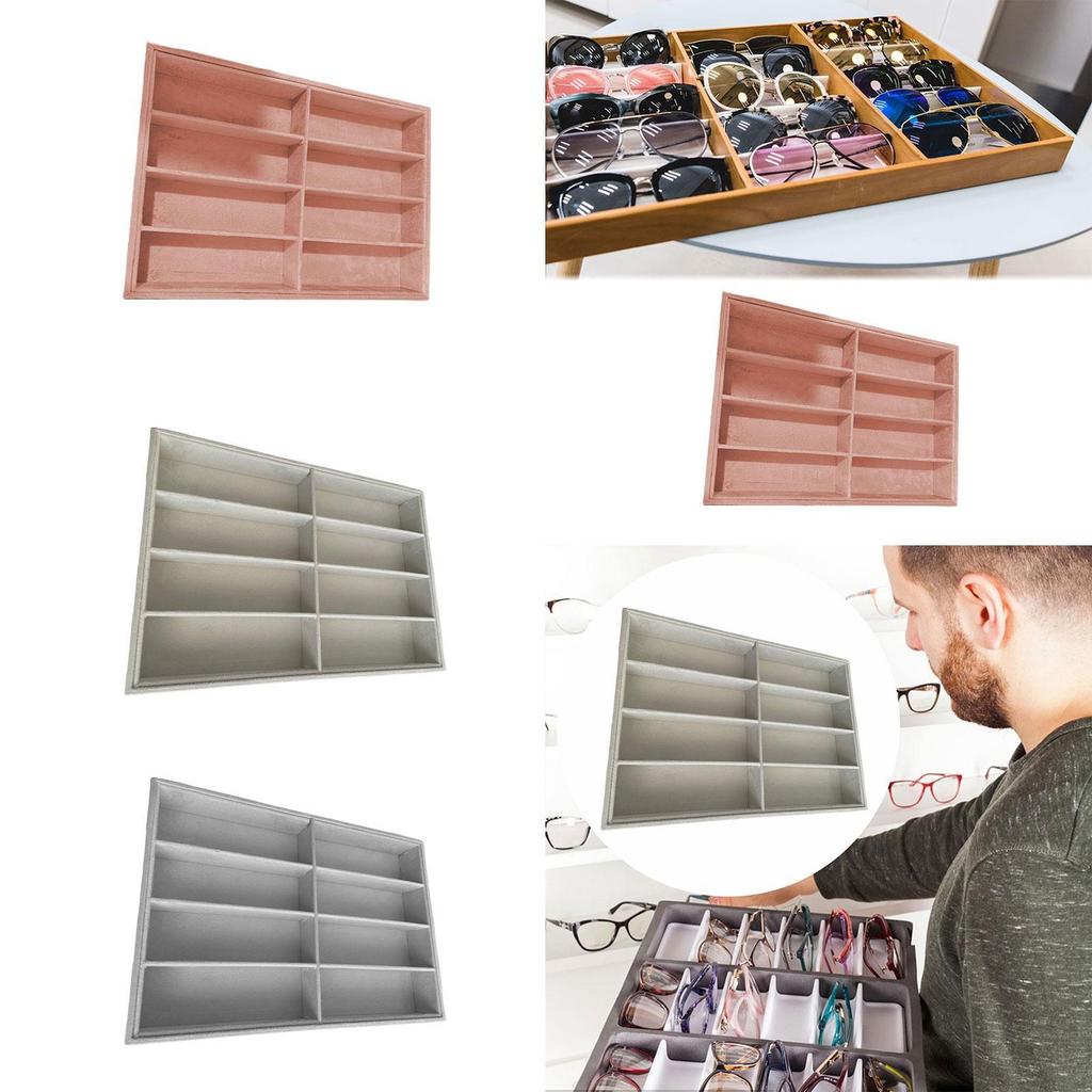 Glasses Display Tray Lightweight Eyeglasses Display Case Multipurpose Eyewear Storage Box for Dresser Travel Desktop Store Home
