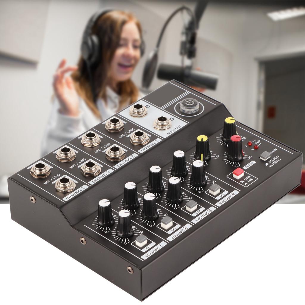 Q48 Portable 8‑Channel Stereo Audio Sound Mixer Karaoke Microphone Amplifier Console