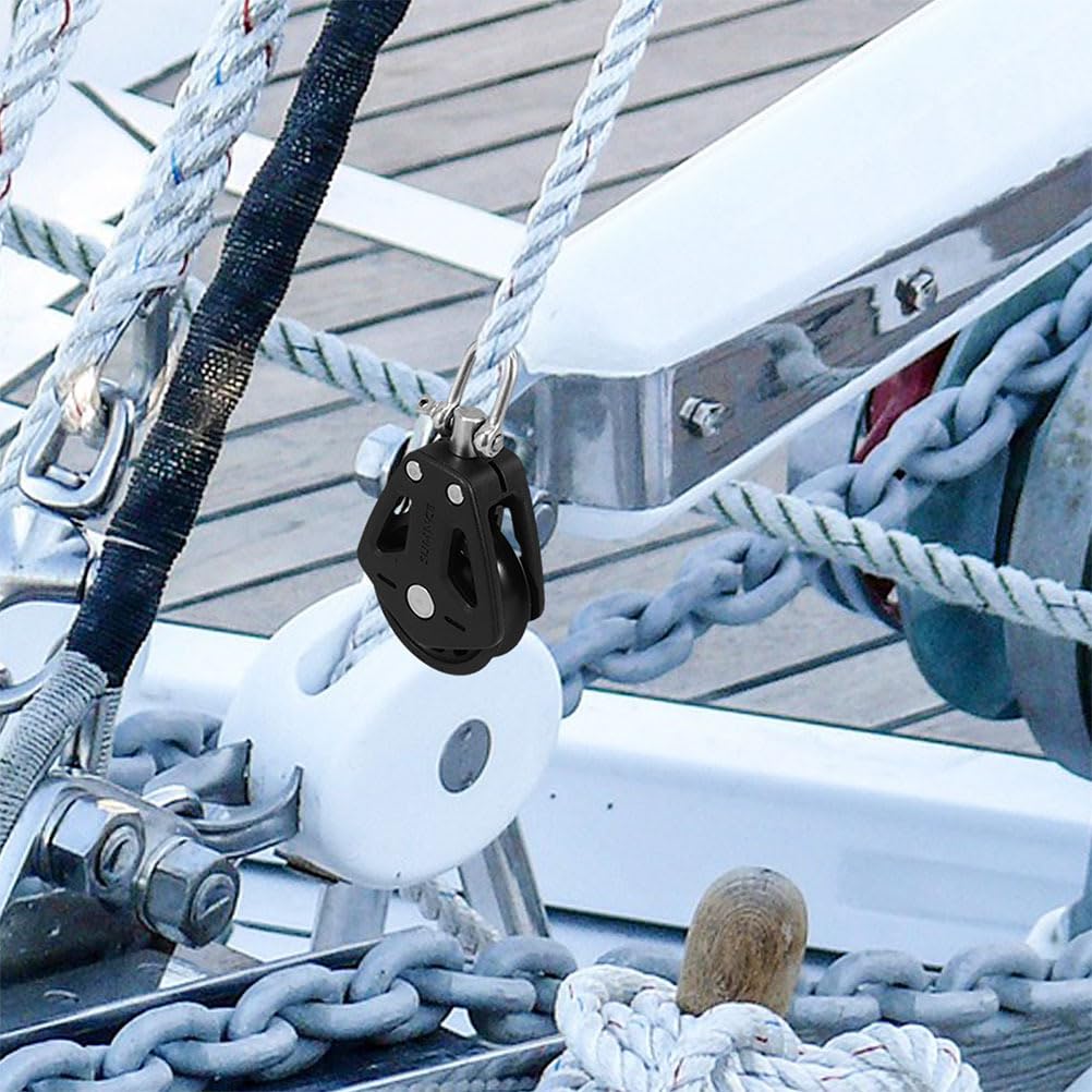 Milisten 3-Piece Swivel Pulley Cable Pulley System with Dual Nylon Pulley Wheels and Bearings for Pilates, Boats, and Yachts, 3.8 x 2.0 x 0.9 Inches