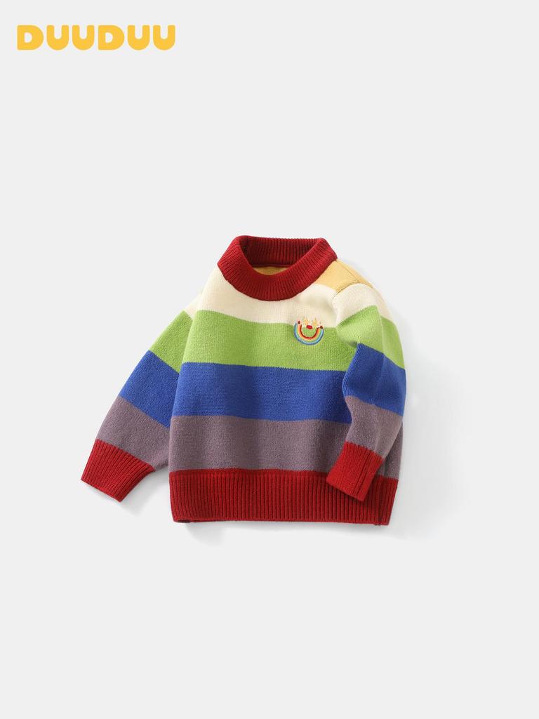DUUDUU 2025 Baby Boy Knit Pullover: New Autumn/Winter Korean Style Warmer Toddler Sweater