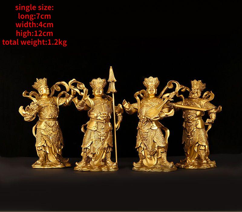 Set da 4 pezzi Statue Animali dei Quattro Re Celesti Cinesi Rame Puro Casa Sala Buddha Buddha di Rame Decorazione Feng Shui