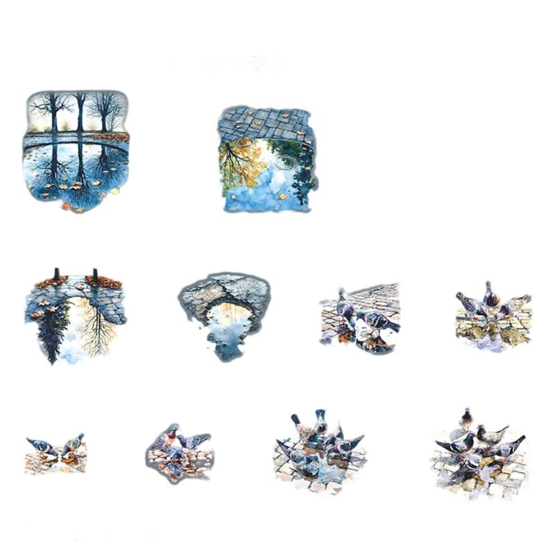 6 Sheet Water Resistant Decorative Transfers Nature Scene Sketches Crafting Journal Materials