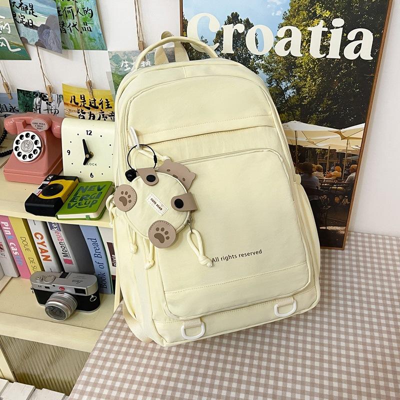 Schoolbag simple and versatile schoolbag female college style Japanese ins high value fresh and sweet cute backpack casual backpack