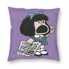 Federa Cuscino Mafalda Cartone Animato Poliestere Stampato Copricuscino Decorazioni Copricuscino da Lancio Casa con Cerniera