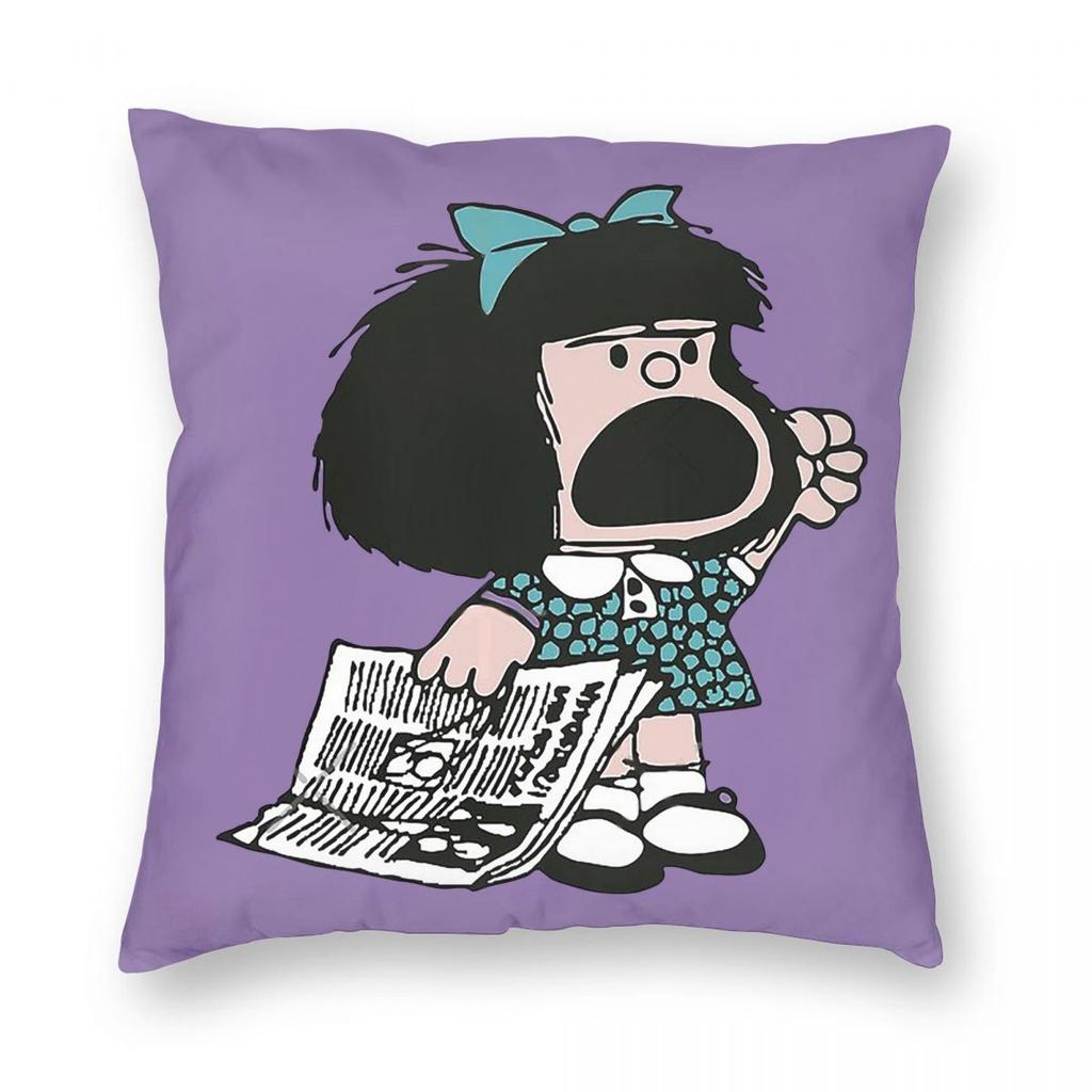 Federa Cuscino Mafalda Cartone Animato Poliestere Stampato Copricuscino Decorazioni Copricuscino da Lancio Casa con Cerniera