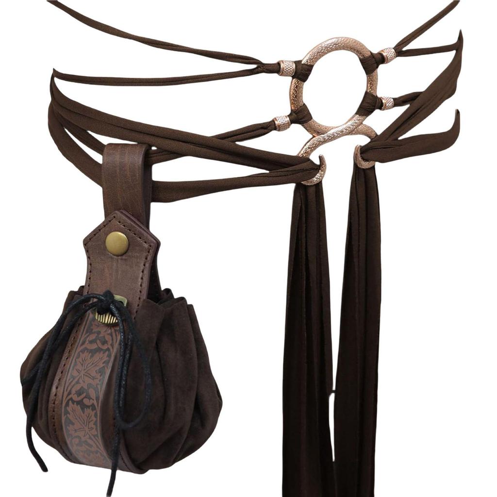 Serpentinenförmiger nordischer mittelalterlich-renaissancezeitlicher Webgürtel mit dekorativer Taillenkette