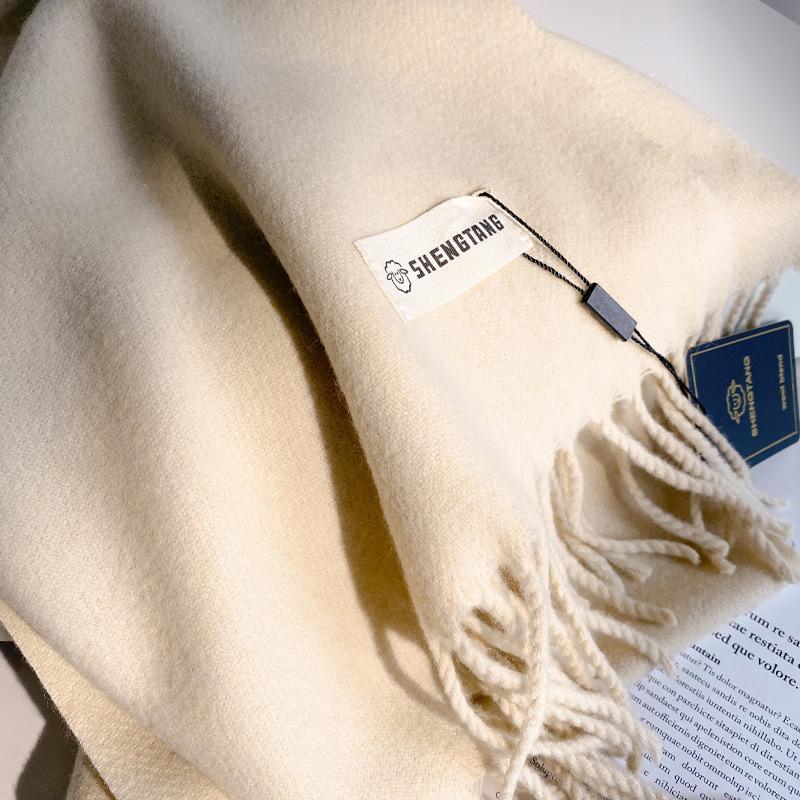 35*200Cm Wool Scarf Luxury Winter Outdoor Warm Women Solid Color Scarves Tassel Shawls Pashmina Lady Wrap Bufanda