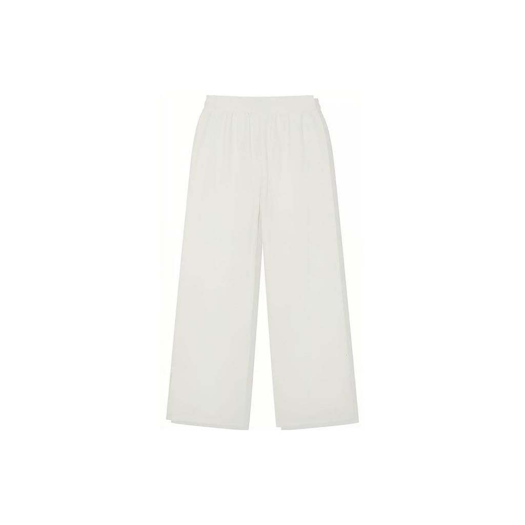 Li Ning Plain Straight Leg Knitted Casual Pants Women Bottoms Off-White AKXT194-1