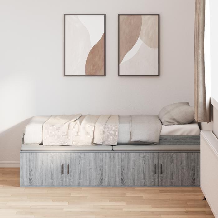 VidaXL Lit de rangement Gris Sonoma 80x200 cm 3335202