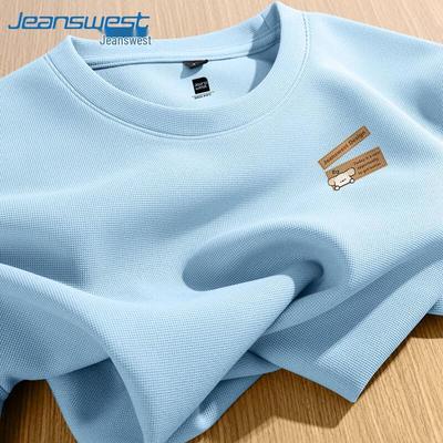 Jeanswest Men's Loose Fit Waffle Knit Short-Sleeve T-Shirt