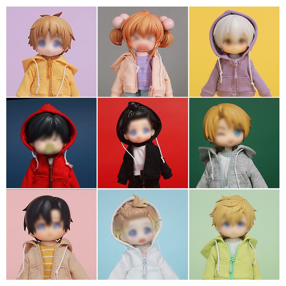 HIGHAWK Obitsu 11 OB11 Obitsu Doll 11cm Body Hoodie Doll Coat Loose Suit Costume Obitsu Body Kimono Nendoroid (Gray)