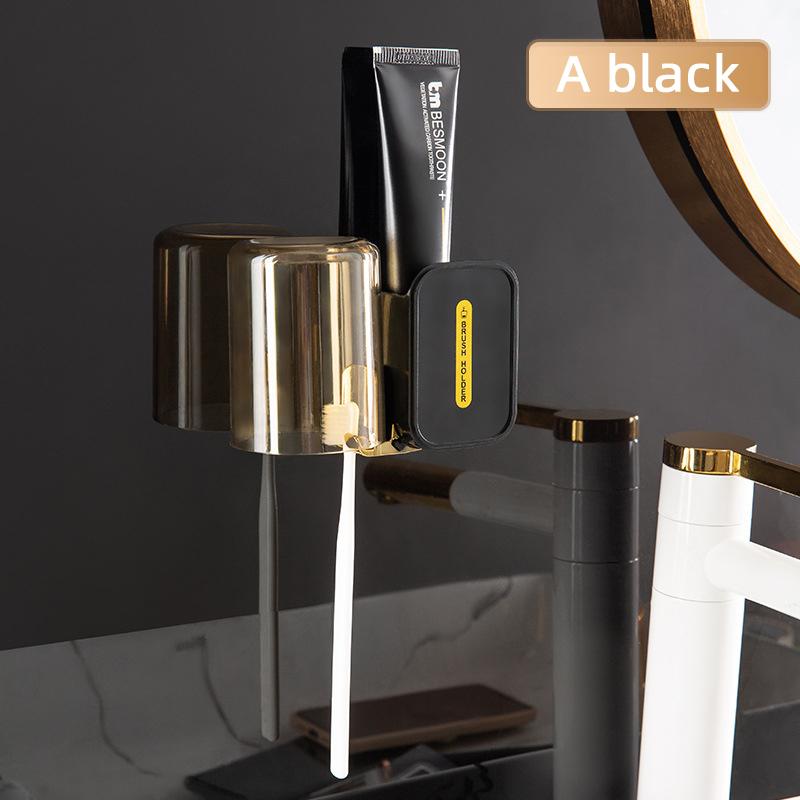 

Toothbrush Holder Toothpaste Dispenser Bathroom Organizer with Electric Toothbrush Storage Box and Tooth Cup Rack for Space Saving