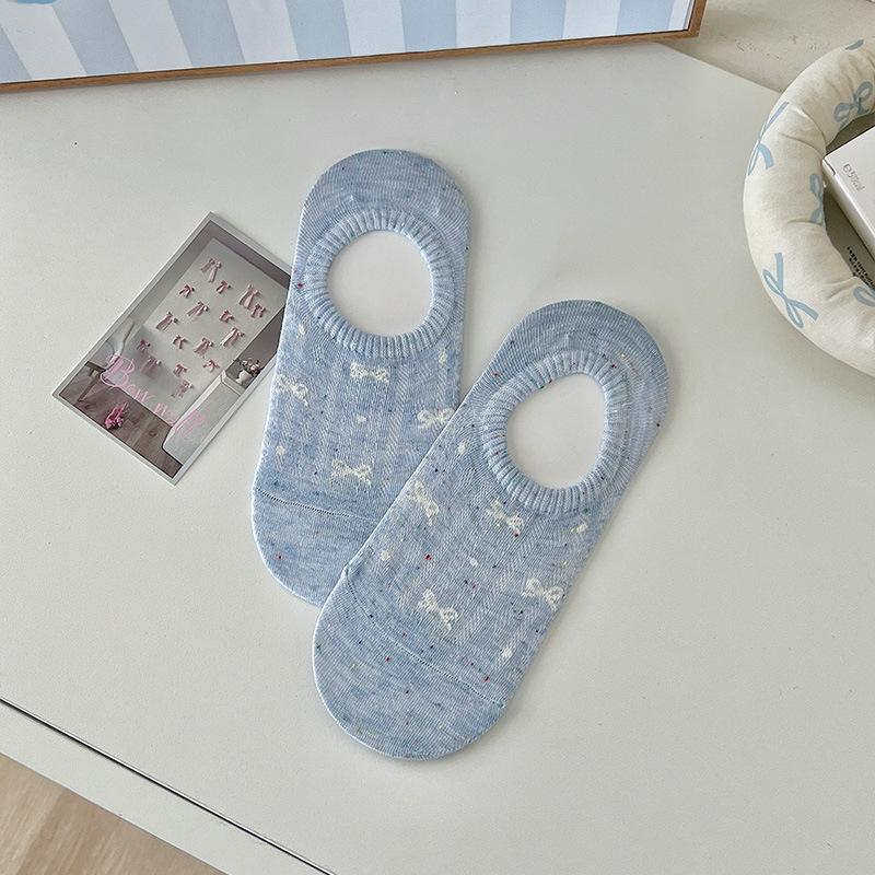 

Тонкие сетчатые дышащие носки-лодочки, силиконовые противоскользящие и не сползающие с пятки хлопковые носки, носки-невидимки с бантиком и мелким вырезом 1 pair синий