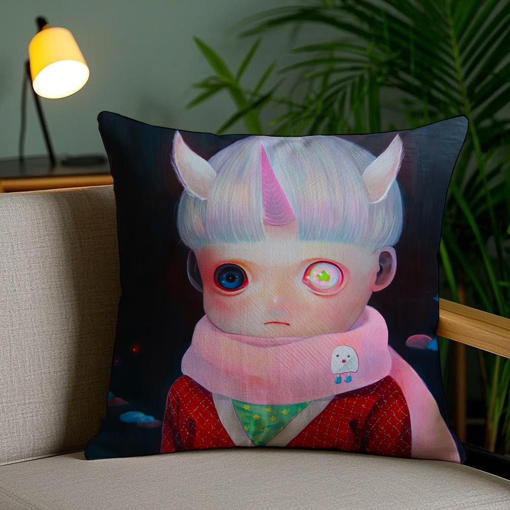 Cute Boy H-Hikari Shimoda Cushion Cover Soft Short Plush Double-Sided Printing Home Decor Machine Washable Pillow Case Gift