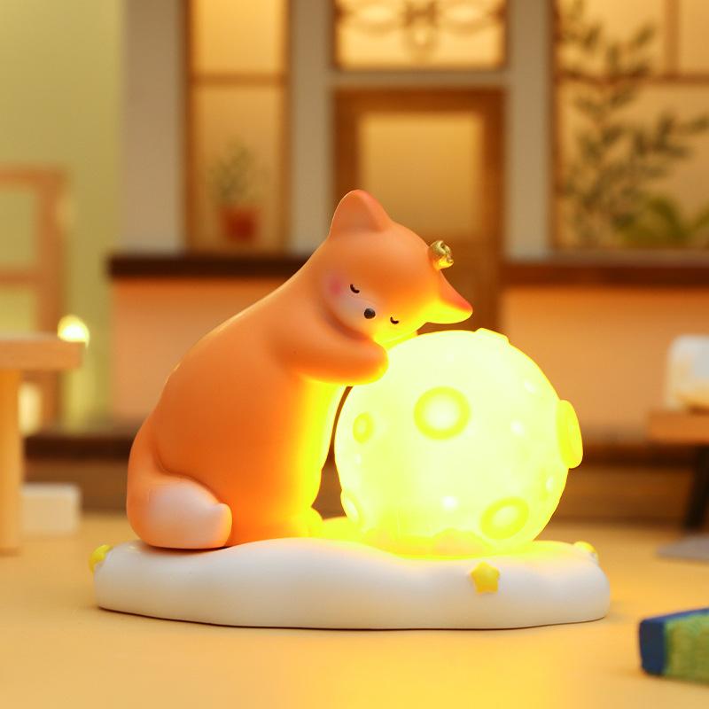 Cartoon New Cute Star Moon Story Night Light Resin Crafts Button Electric Cell