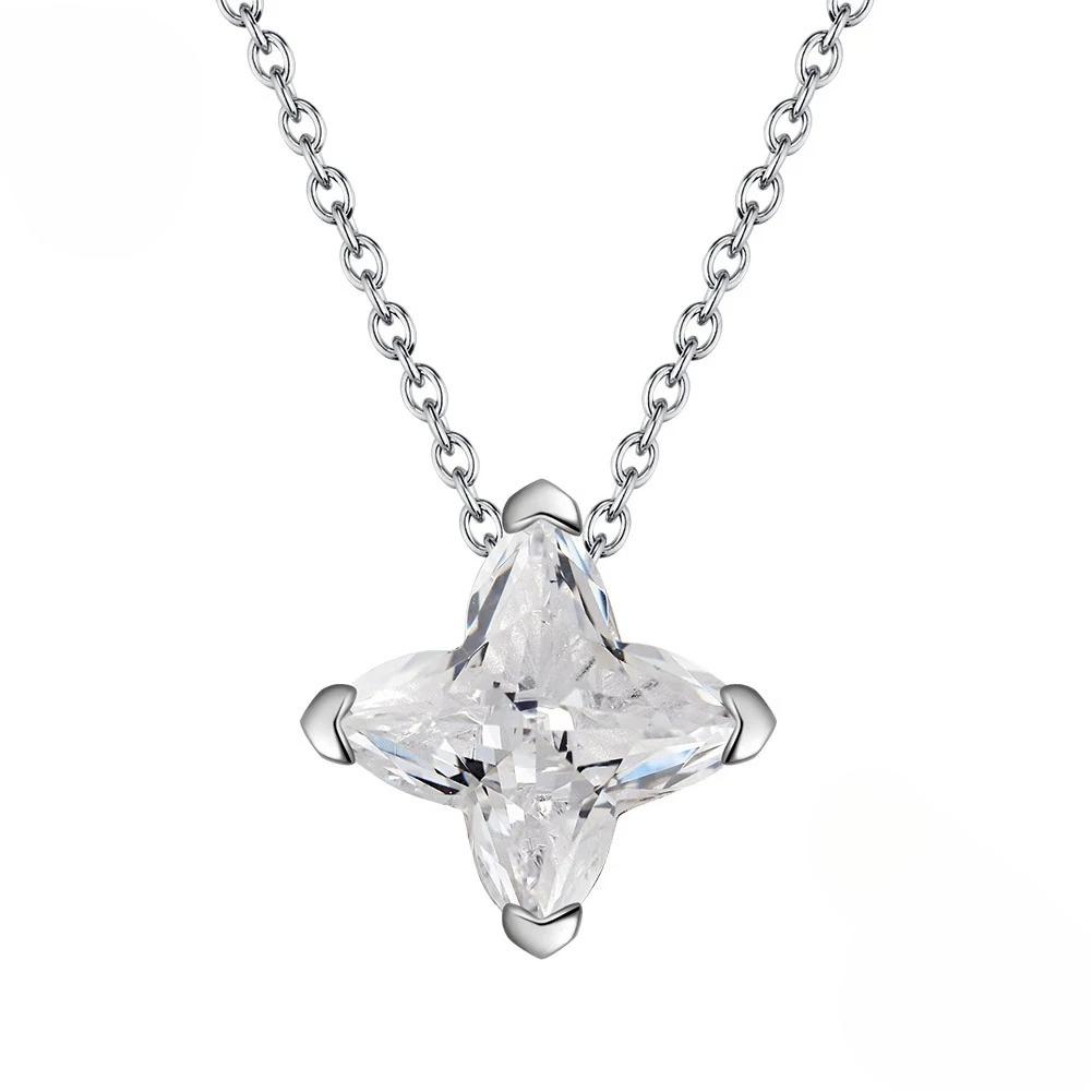 

New Design Star 5A Cubic Zirconia Pendant 925 Sterling Silver Chain Necklace for Women Anniversary Jewelry