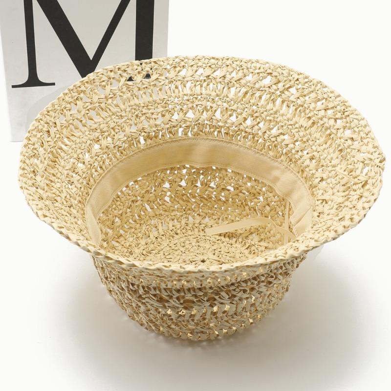 Foldable sun hat beach hat summer lace straw hat women's small fresh sun protection hat travel vacation sun hat