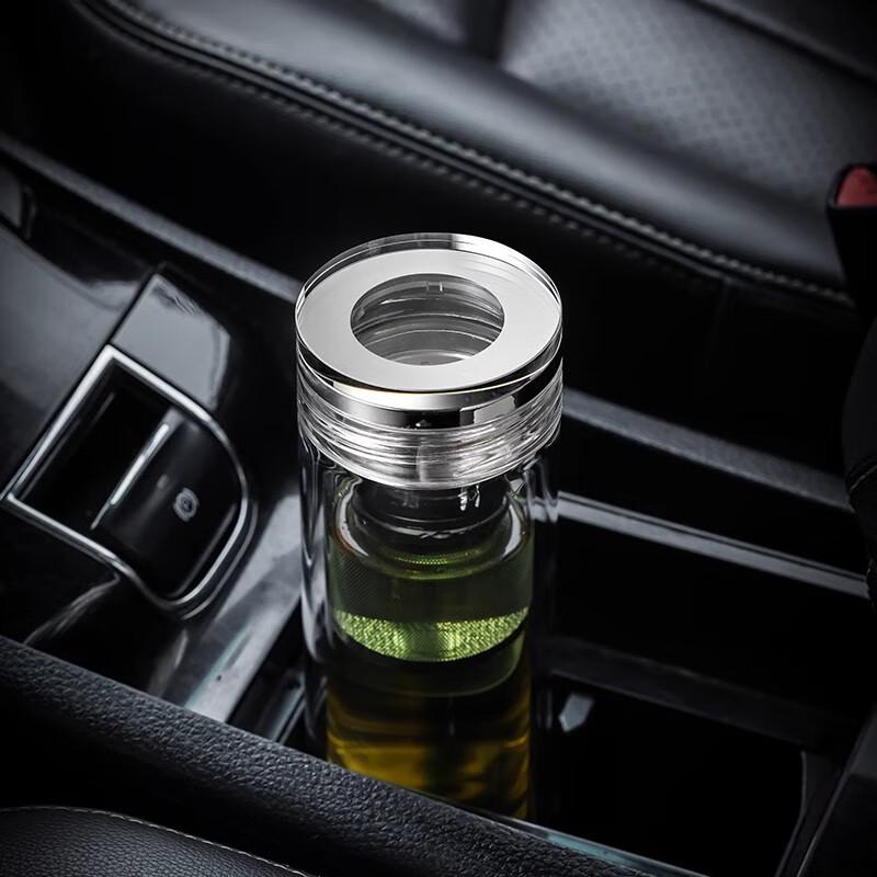 Portable Double-Wall Glass Tea Infuser Bottle with Crystal Lid