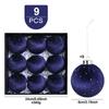 9pcs/set 8cm Velvet Christmas Balls Glitter Xmas Tree Pendant  Merry Christmas Decor