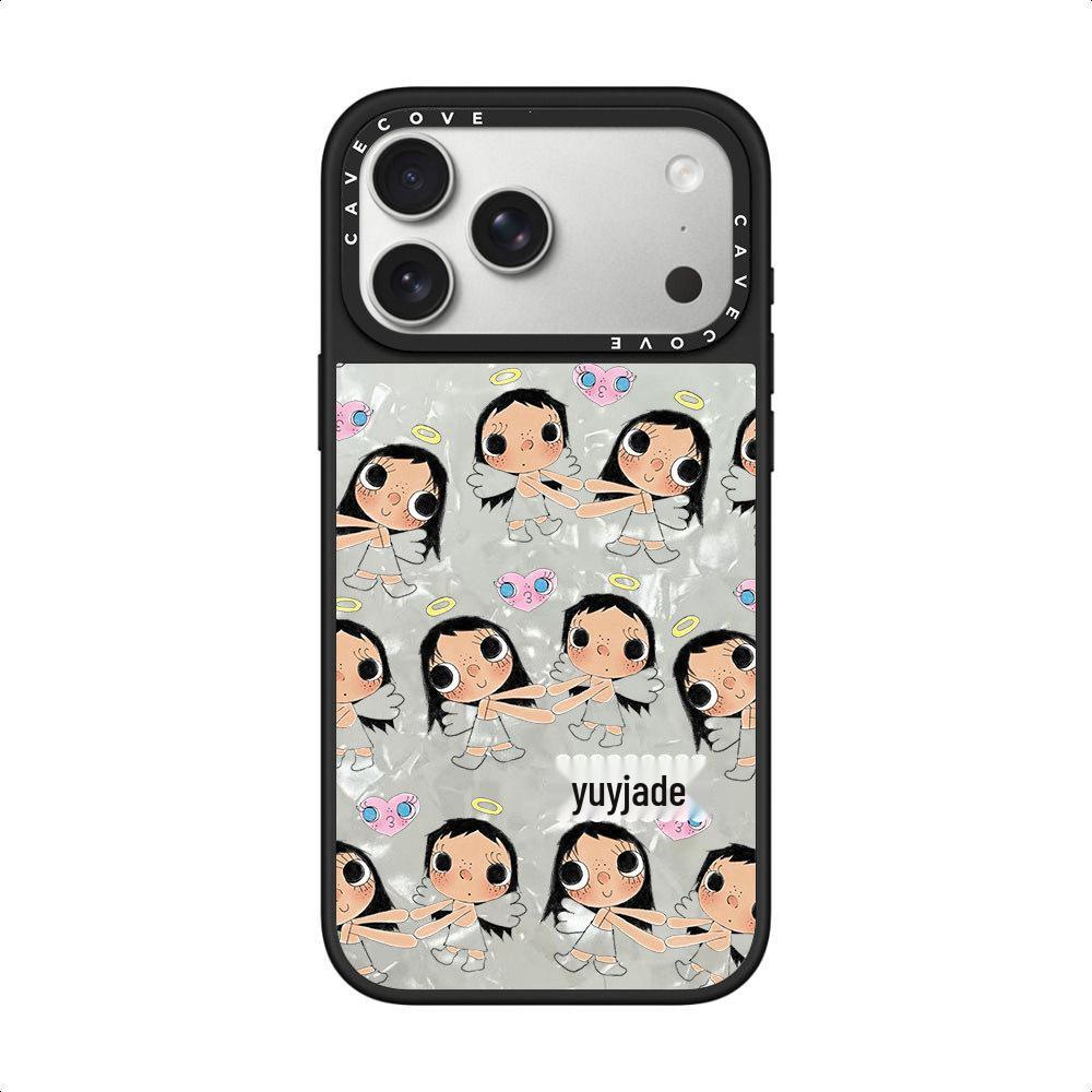 

New Jade Green Cute Girl iPhone 17 Pro Max Case, Suitable for Apple 16 Pro and 15, Mother-of-Pearl Design 12/12 Pro