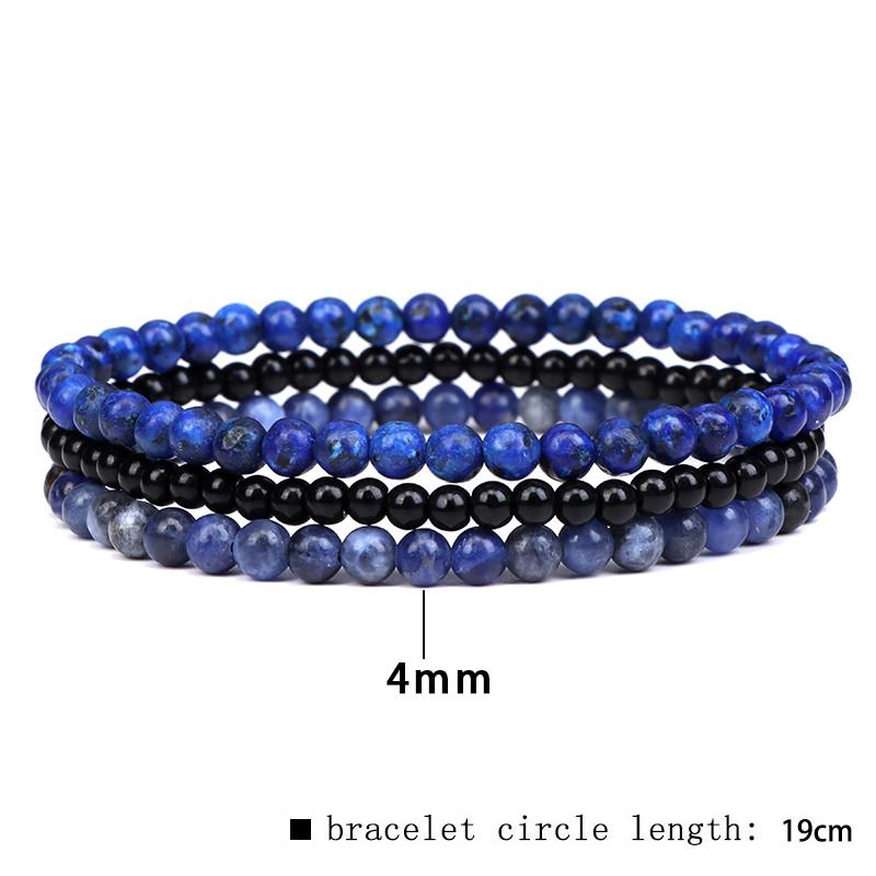3pcs Amethysts Purple Agates Elastic Bracelets For Women Men Natural Stone Tiger Eye Black Onyx 4mm Beads Bracelet Set Jewelry