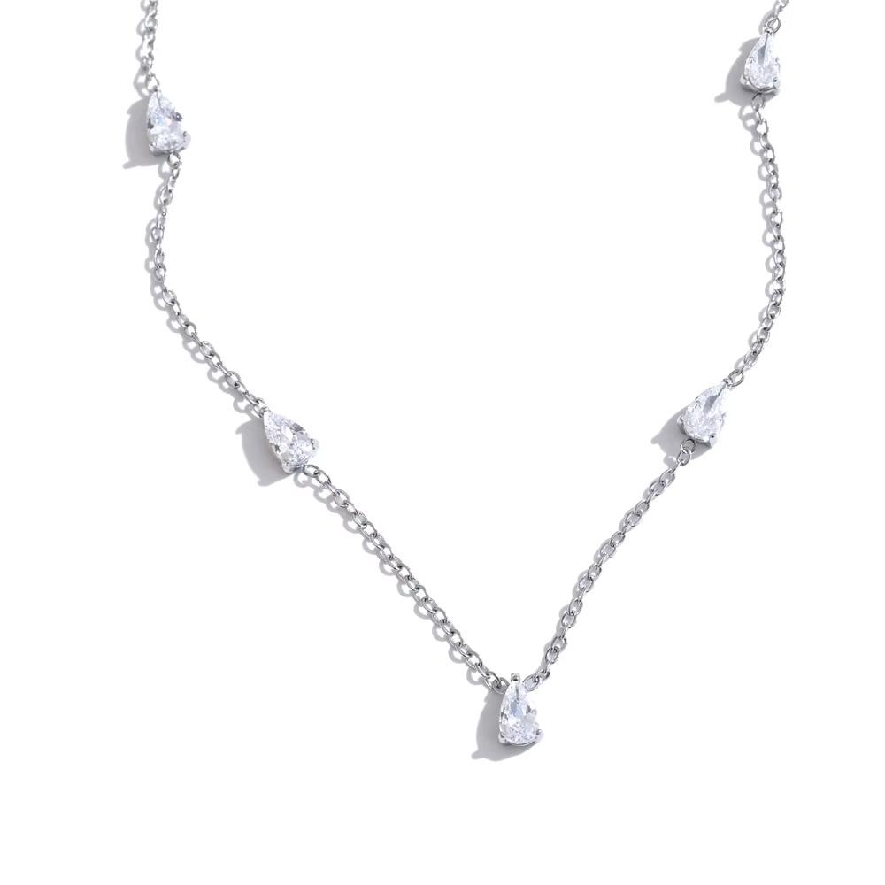 Yhpup Chic White Colorful Cubic Zirconia Thin Chain Collar Necklace 18K Golden PVD Plated Stainless Steel Premium Jewelry Gift