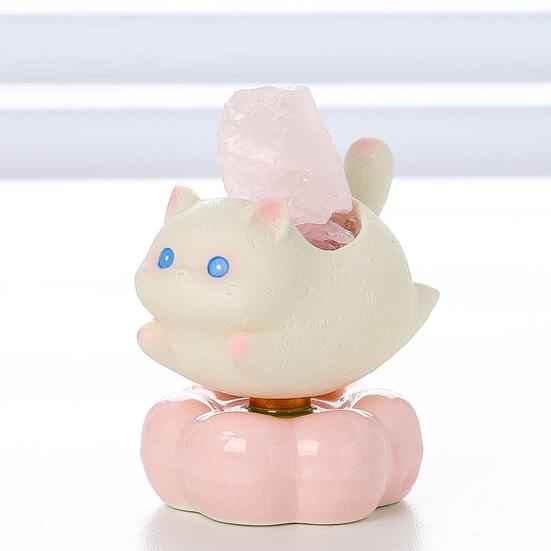 Rotating Cat Figurine Bring Good Luck Healing Stone Holder Stress Relief Desk Toy Home Office Desktop Kitten Decoration