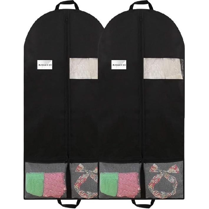 51  Garment Bags with Zipper Pocket for Dance Costume,Wedding Gown,Suit,Furs,Garment Bags for Travel and Storage(Pack of 2,Black) 23 x 51 Inch - 2 Pack