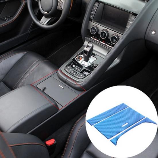 

Blue Carbon Fiber Center storage Panel Trim Cover For Jaguar F-TYPE 2013-