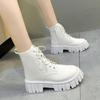 Short Martin boots women's autumn and winter new fashion medium tube women's shoes platform-soled lace-up side zipper women's boots