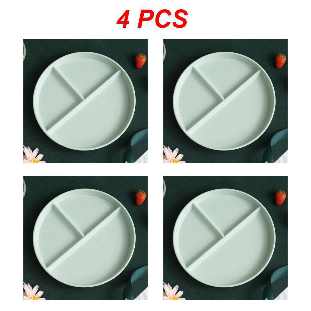 1/2/4PCS Prato Dividido Em 3 Dieta Reutilizável Redondo Prato De Jantar Cozinha Louça Pratos De Porção Para Adultos 3 Compartimentos