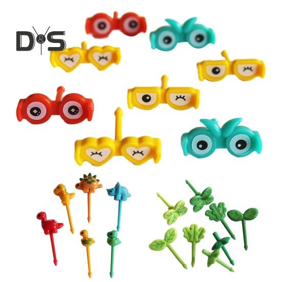 6ks/sada Rozkošný mini dinosauří ovocné vidličky Roztomilé kreslené zvíře Bento Stick Decoration Vidlička Fruit Stick