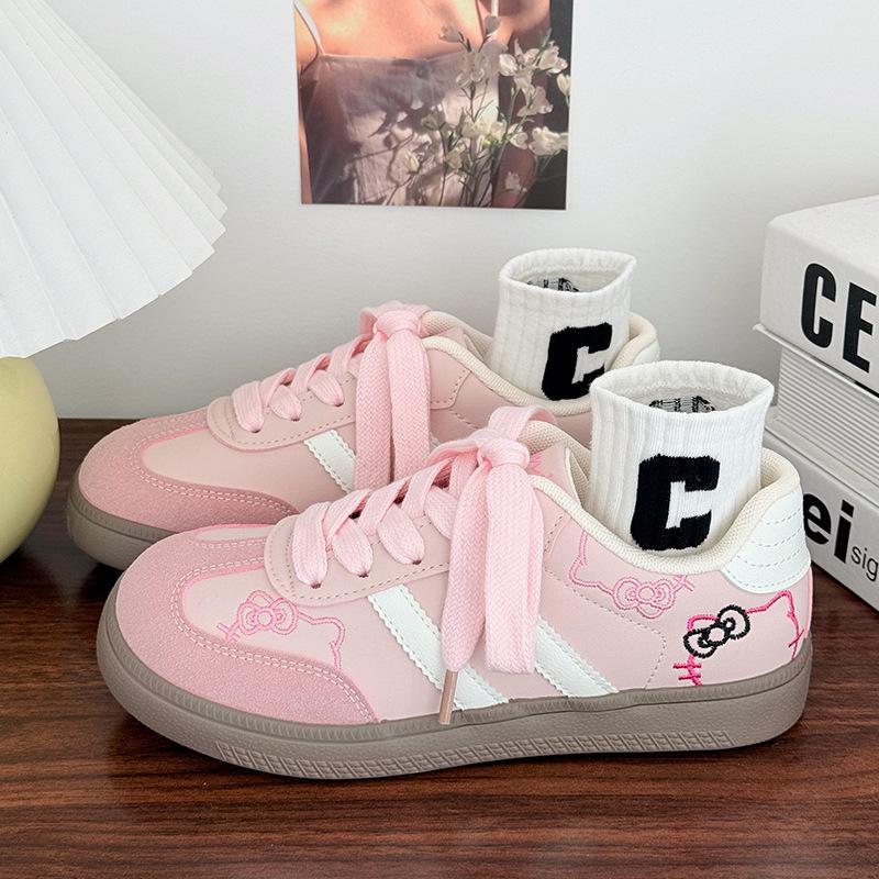Pink board shoes female ugly cute spring new niche round head student sports little white shoes