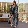 Europäisch-Amerikanischer Batik-Strandüberwurf: Rayon Midilanger Sonnenschutz-Cardigan für Damen-Urlaubs-Bikini-Bekleidung