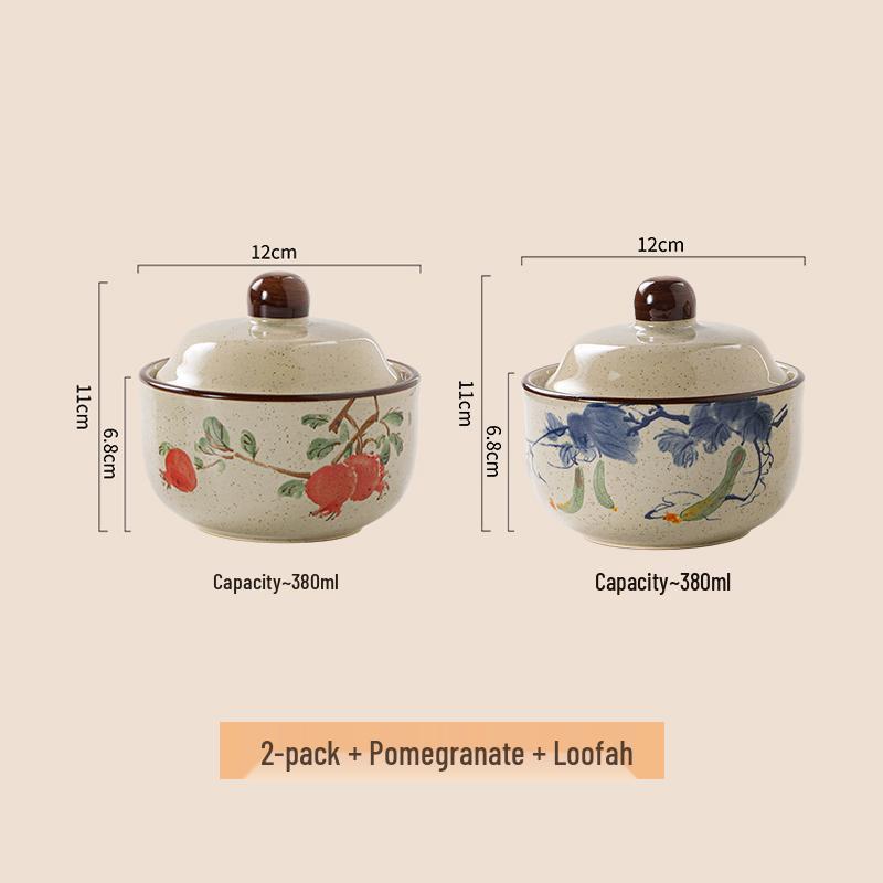 Chinese Retro Ceramic Single-Serve Stew and Soup Pot with Lid