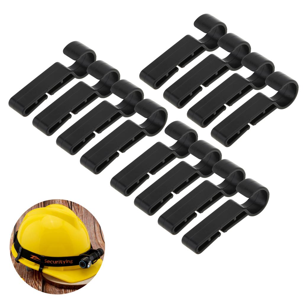 ABS 12pcs Helmet Clips Black Heavy Duty Headlamp Hard Hat Light Clips Secure Fit